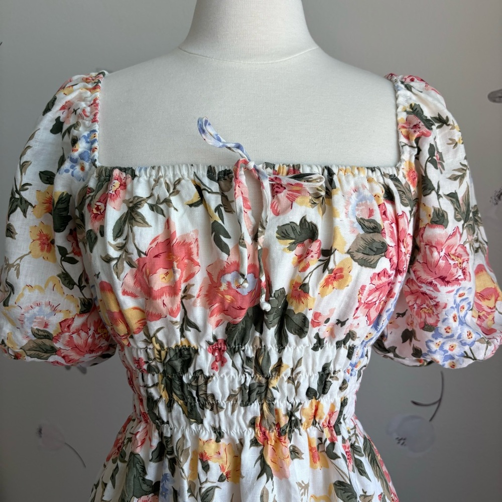 Faithfull the brand puff sleeve linen mini dress - Picture 3 of 8